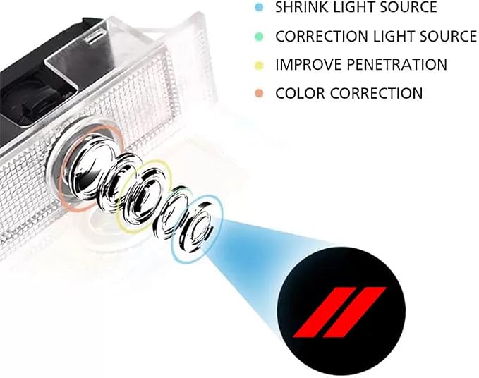 2pcs Never Fade Door Light Led Logo for Dodge Charger Daytona Hellcat All Car Models Projector Ghost Shadow Puddle Courtesy Step Lights (Red)