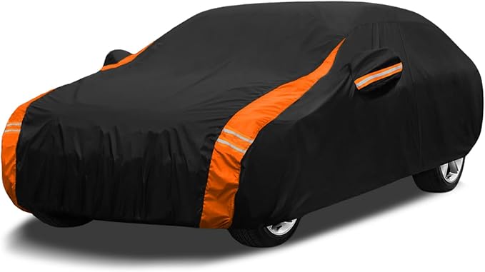 10-Layer Car Cover Waterproof All Weather for Automobiles, Soft Cotton Lining Outdoor Full Covers with Door Zipper, Universal Fit for Sedan 179"-185" L, Size A4 (See Size Chart)