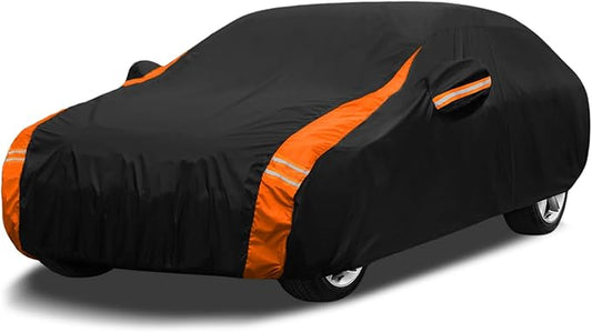 10-Layer Car Cover Waterproof All Weather for Automobiles, Soft Cotton Lining Outdoor Full Covers with Door Zipper, Universal Fit for Sedan 168"-178" L, Size A3 (See Size Chart)