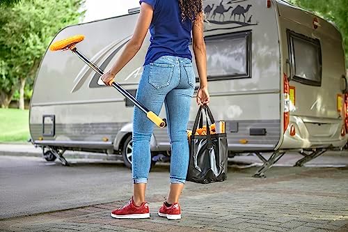Car Wash Kit with Bucket and 5-12 ft Extension Pole // Car Washing Brushes Set with Telescopic Pole // Microfiber Wash Mop // Soft Wash Brush and Car Wash Tools // The Ultimate RV, Truck Washing Kit