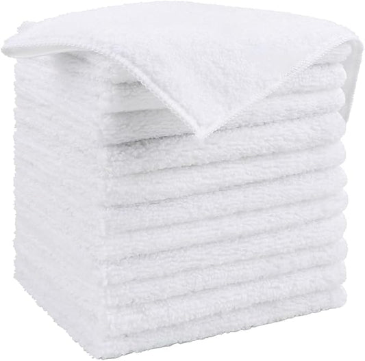 HOMEXCEL White Microfiber Cleaning Cloth, 12 Pack Premium Microfiber Towels for Cars, Lint Free, Scratch-Free, Highly Absorbent, Reusable Cleaning Rags for Car, Household, Kitchen, Window, 11.5"X11.5"