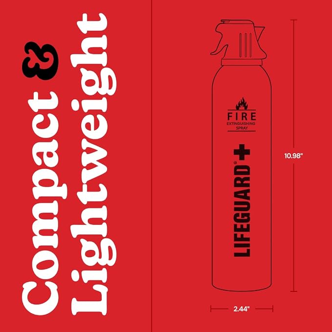 LIFEGUARD Aerosol Fire Extinguisher Spray - Non-Toxic, Eco-Friendly Fire Suppressant for Home, Kitchen, Car & Office, Compact, Easy-to-Use Design with 10-Year Shelf Life (Pack of 3)