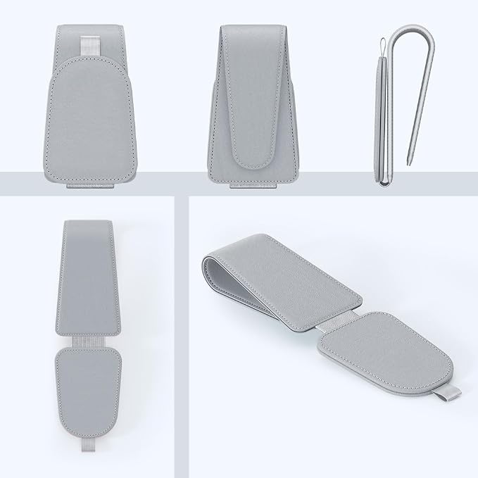 Sotfamily Sunglass Holder for Car Visor, Light Gray, 2 Packs | Suede Cloth, Magnetic, Organizer for Car Accessories