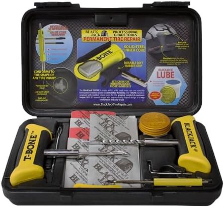 BlackJack Tire Repair Kit with T-Bone Handles (Red) | Professional Grade