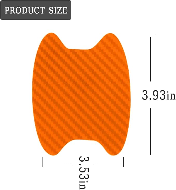 8PCS Car Door Handle Sticker, Carbon Fiber Anti-Scratches Car Door Cup Protector, Non-Marking Auto Door Handle Protective Film, Self-Adhesive Door Side Paint Protector for All Cars (Orange/8PCS)