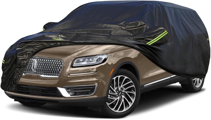 KouKou Waterproof SUV Car Cover Suitable for Lincoln Nautilus from 2018 to 2025, 7 Layers Windproof All Weather Waterproof Outdoor Cover Sun Rain UV Dust Snow Protection. Black