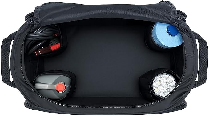 SR1 Performance USA RAM Pop Up Truck Bed & Back Seat Storage Organizer - Expandable Collapsible Cargo Caddy for Dodge RAM 1500, 2500, 3500 & TRX - Black with Logo