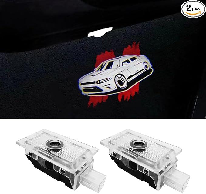 2 PCS Non-Fading LED Door Logo Lights Projector Compatible for Charger 2010-present HD Ghost Shadow Light Puddle Lights Courtesy Step Lamps Kit Car Accessories (Whole car, Charger)