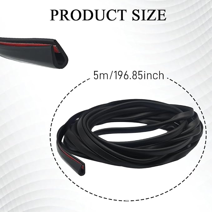 16.4Ft Car Door Edge Guards, Car Door Protector, Anti-Collision Automotive Entry Trim Molding Guard, No Glue Auto Exterior Edge Trim Protective Strip for Most Vehicles (Black, 5M)