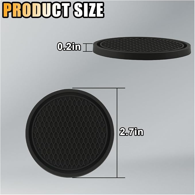 4PCS Car Cup Holder Coaster, 2.7 Inch Honeycomb Non-Slip Car Coaster, Auto Embedded in Ornaments Coaster, Universal Cup Holder Insert Mat for Most Car Interior Accessories (Black)