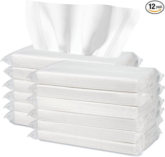Car Tissue Refills, 600 Sheets Disposable Soft Facial Tissues Napkin, Travel Size Pack for Car Visor Tissue Holder or Purse, 50 Sheets per Pack