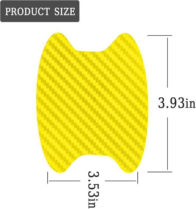 4PCS Car Handle Cup Stickers, Carbon Fiber Scratch Auto Protective Film, Non-Marking Bowl Protector, Universal for Most Cars, SUV, Van (Yellow/4PCS)