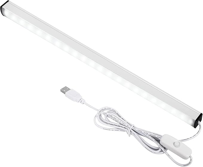 ASOKO 12 Inch Under Counter Light 6000K (Without Plug | ASOKO 12" Under Cabinet LED Light Strip, 6000K Plug in Counter Light for Kitchen Desk Closet Workbench, No Plug
