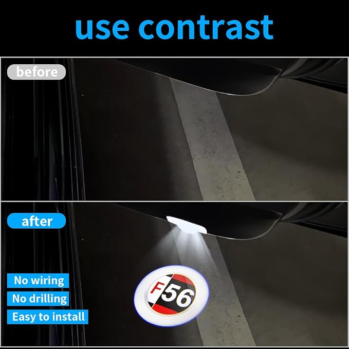 2 pcs LED Car Door Logo Lights Courtesy Projector Laser Puddle lamp Ghost Shadow Light Accessories Compatible with r55/r56/r57/r58/r59/r60/r51/f54/f56/f55/f60 (03)