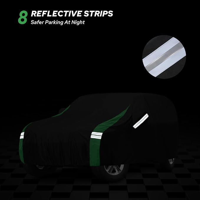 Car Cover Compatible with Jeep Wrangler Waterproof 4 Door Custom Fits for TJ YJ CJ JK JL, Outdoor Full Exterior Soft Cotton Lining Sun Rain Snow Hail Protection with Driver Door Zipper