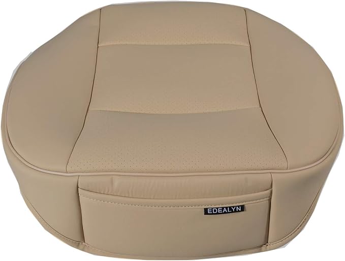 Luxury PU Leather Car Seat Cover Protector Front Car Seat Cover Seat Bottom Cover Single Seat Cover-Compatible with 90% Vehicles (Width 20.8× Deep21 × Thick 0.2 inch) (Beige)