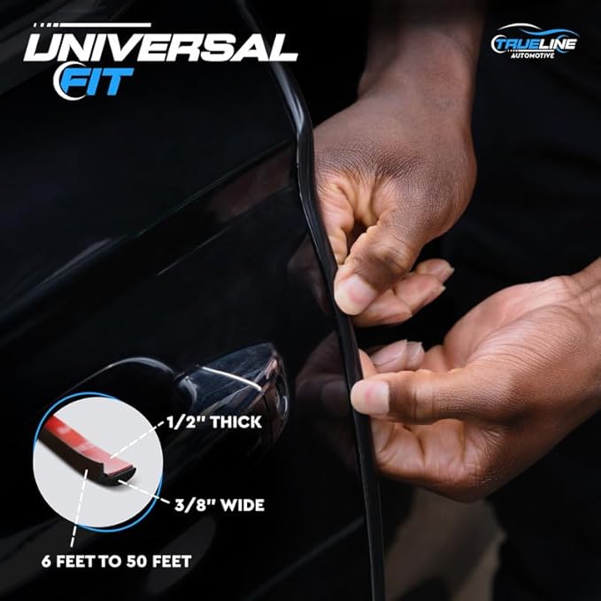 True Line Automotive L Shaped Car Door Edge Guards - 30 FT Car Door Edge Protector - Ultra-Durable Door Edge Guard with 3M Adhesive, Universal Fitting, Scratch Protection for Car Doors, Lightweight