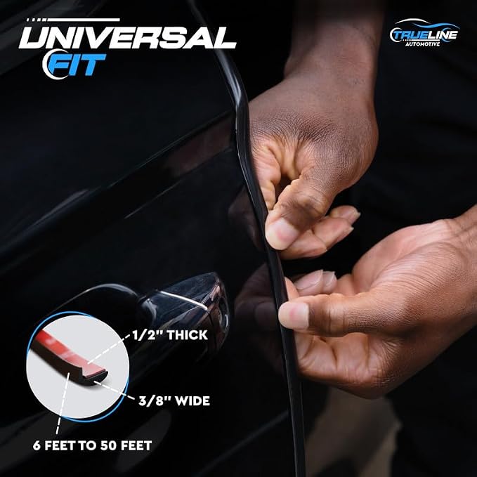 True Line Automotive L Shaped Car Door Edge Guards - 24 FT Car Door Edge Protector - Ultra-Durable Door Edge Guard with 3M Adhesive, Universal Fitting, Scratch Protection for Car Doors, Lightweight
