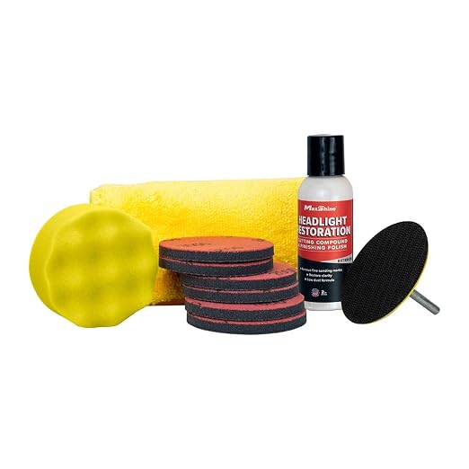 Maxshine Headlight Restoration Kit (MHL01) – Restores Headlight Clarity, Removes Oxidation, Yellowing, and Scratches – Improve Light Output and Night Visibility – DIY Headlight Cleaner – Made in USA
