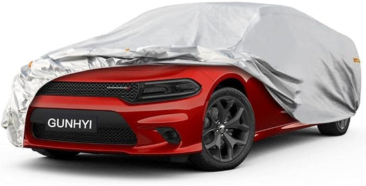 GUNHYI 6 Layers Sedan Car Cover Waterproof All Weather, 100% Waterproof Outdoor Car Covers Full Exterior Covers for Automobiles Sedan Hatch SUV Rain Sun UV Dust Protection. Size A7 (See Size Chart)