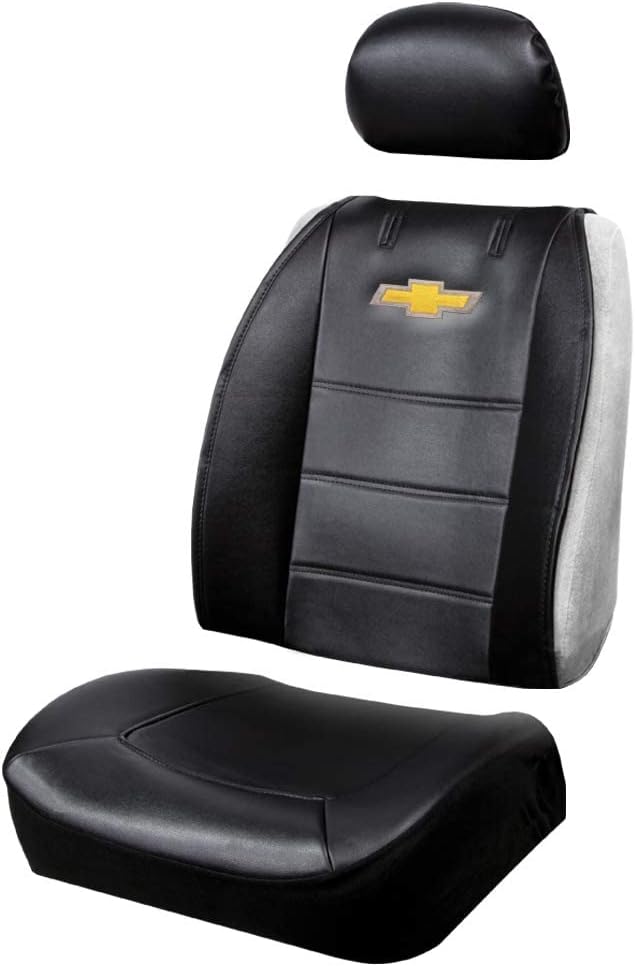 Plasticolor 008599R01 Chevy Chevrolet Logo Universal Fit Car Truck or SUV Sideless 3-Piece Seat Cover w/Head Rest , Black