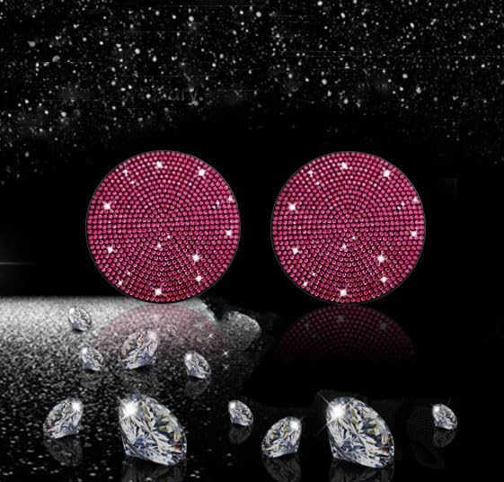 NBTEPEM 2pcs Bling Car Cup Holder Coaster, 2.75 inch Anti-Slip Shockproof Universal Fashion Car Coasters Insert Bling Crystal Rhinestone Automotive Interior Accessories for Women (2 pcs, Rose Red)