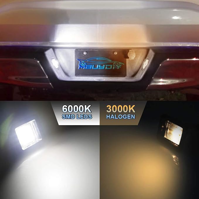 LED License Plate Light Lamp Assembly Compatible with 2015-2020 F150 17-20 Raptor Clear Lens 6000K White, Pack of 2