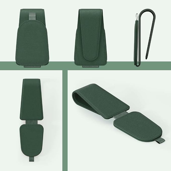 Sotfamily Sunglass Holder for Car Visor, Grass Green, 2 Packs | Suede Cloth, Magnetic, Organizer for Car Accessories