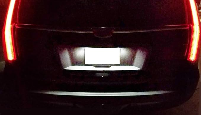 iJDMTOY OEM-Fit 3W Full LED License Plate Light Kit Compatible With 2015-20 Cadillac Escalade ATS, GMC Yukon, Chevy Tahoe Suburban Equinox, 16-up Malibu, 18-SMD Xenon White LED & Can-bus Error Free