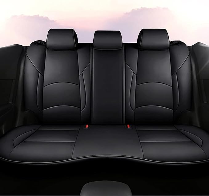 AOMSAZTO Seat Covers for Mazda 3 2014 2015 2016 2017 2018 | Customized Full Set Faux Leather Waterproof AirbagCompatible Seat Cover Black