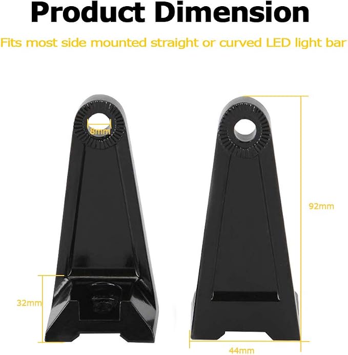 Light Bar Side Brackets Universal Side Mounting Brackets Kit for Jeep Offroad Truck Mounting Double Row LED Work Light Bar (Pair, Black)