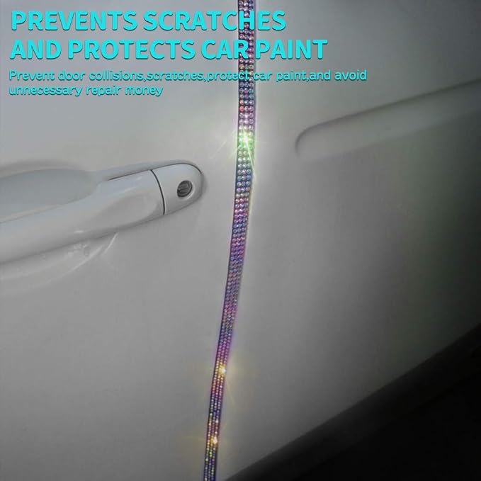 eing Door Edge Anti-Scratch Sticker Door Crash Bumper Crystal Bling Protection Tape Rubber Strip Sticker,Car Door Protector,Car Door Guard,Car Door Protection,90cm/35.4" Each One,4Pack/Set,Multicolor