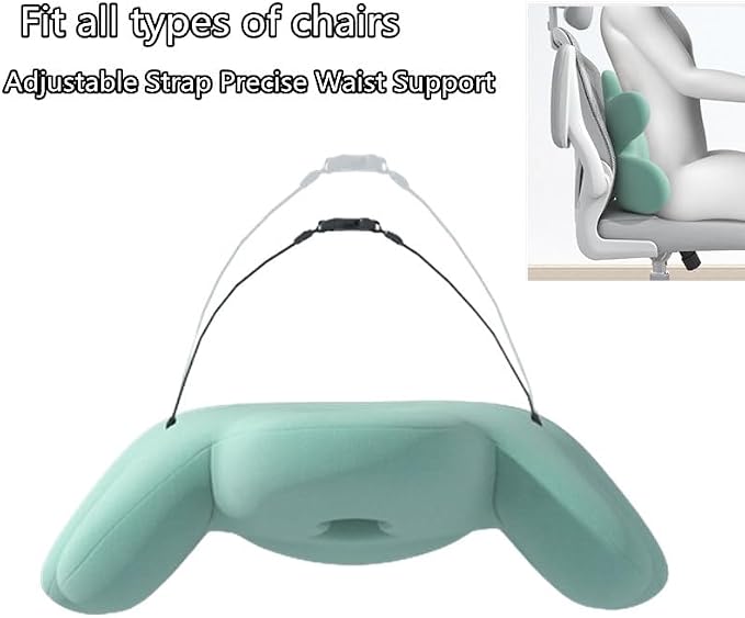 Lumbar Support Pillow for Office Chair, Back Pillow Lumbar Support for Car, Chair, Sofa - Improve Lower Back Pain Relief & Sitting Posture, Memory Foam Back Cushion for Long Sitting (B-Blue)