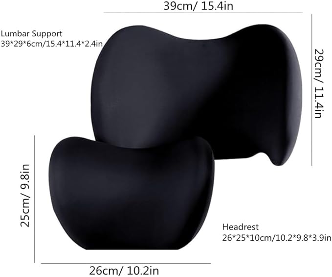 Car Lumbar Support Pillow and Car Neck Pillow Kit, Ergonomic Car Seat Headrest & Lumbar Cushion with Adjustable Strap for Neck Back Pain Relief, for Office Chair/Truck/Wheelchair (Gray)