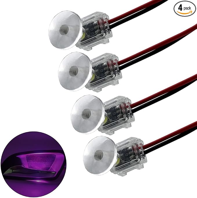 4pcs Pink Car LED Interior Door Light Door Panel Courtesy Warning Light Lamp for car atmosphere suitable for small cars SUV MPVs golf carts snowmobile vehicles ships