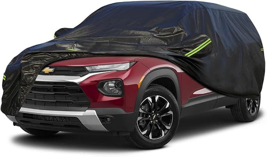 KouKou Waterproof SUV Car Cover Suitable for Chevy Trailblazer from 2020 to 2025, 7 Layers Windproof All Weather Waterproof Outdoor Cover Sun Rain UV Dust Snow Protection. Black