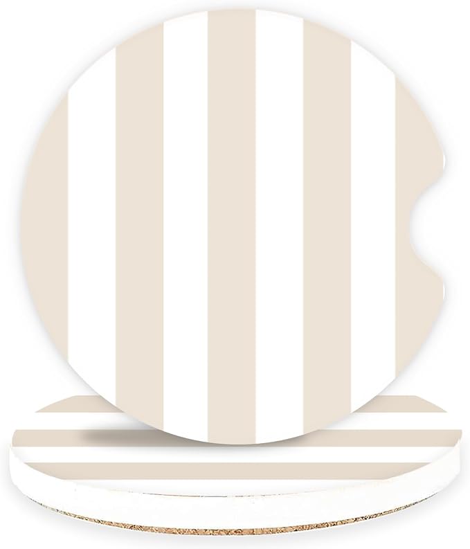 Ceramic Car Coasters – Absorbent Car Cup Holder Coaster Set for Women, Cute Aesthetic Car Accessories for Girls, 2 Pack (Camel)