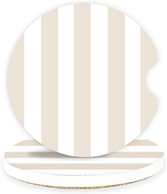 Ceramic Car Coasters – Absorbent Car Cup Holder Coaster Set for Women, Cute Aesthetic Car Accessories for Girls, 2 Pack (Camel)
