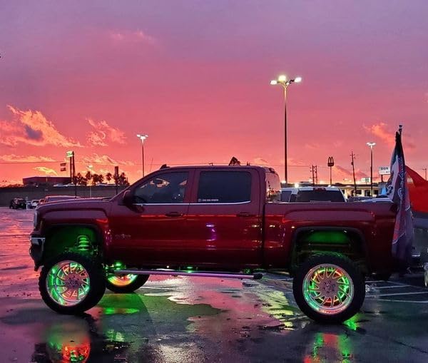 Bluetooth APP + Remote 2PCS 4FT 1.2Meters 48" Doubel Row RGB Dream Color Chasing Light Strips for Car Truck Vehicle Off-Road Lighting Polaris Slingshot Underbody Lighting Off-Road