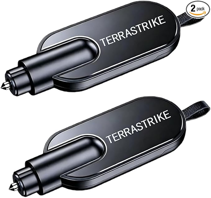 Car Escape Tool, Car Glass Window Breaker Key Chain (Black 2PCS) | Durable and long-lasting