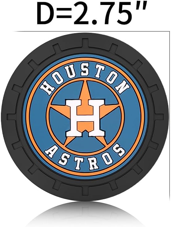 Baseball Fans Car Cup Holder Coasters for Huston Astros Fans, 2 Pack Astros Silicone Non-Slip Cup Mats, 2.75" Car Cup Holder Inserts for Auto Interior