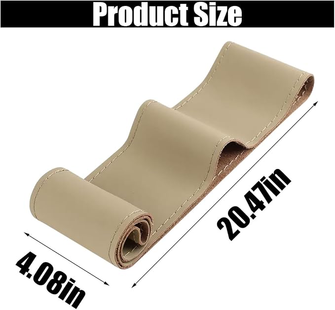 Car Genuine Leather Steering Wheel Cover, DIY Sewing with Needle and Thread, Breathable, and Anti-Slip, Universal 15 Inch Car Steering Wheel Stitching Wrap (Beige, Glossy)