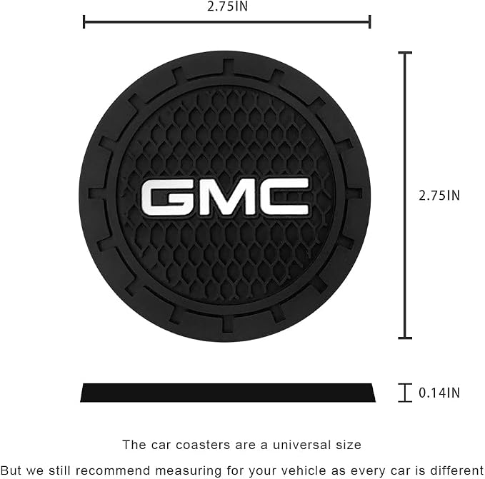 Car Cup Holder Coaster for GMC Sierra Denali Canyon Terrain Yukon Jimmy Acadia Recessed Silicone Cupholder Coaster Interior Accessories 2.75in 2Pack