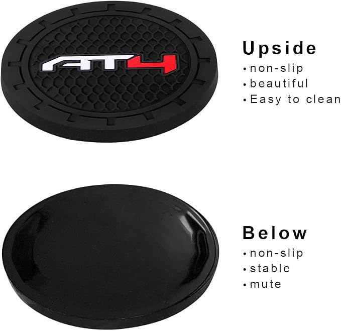 Car Cup Holder Coaster for GMC AT4,Series Recessed Silicone Cupholder Coaster Interior Accessories 2.75in 2Pieces Black
