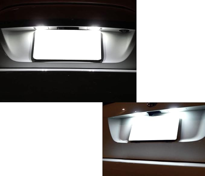 iJDMTOY CAN-bus Error Free Full LED License Plate Lights Compatible With BMW 2001-2006 E53 X5, 2004-2009 E83 X3, Powered By 18-SMD Xenon White LED Diodes
