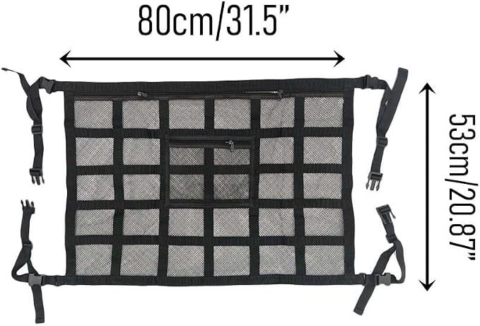 Car Ceiling Cargo Net Pocket for Chevrolet Silverado 1500 2019-2026,Double-Layer Mesh Car Roof Storage Organizer Travel Luggage Organizer Easy to Install