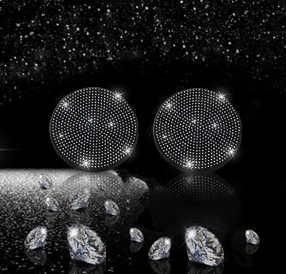 NBTEPEM 2pcs Bling Car Cup Holder Coaster, 2.75 inch Anti-Slip Shockproof Universal Fashion Car Coasters Insert Bling Crystal Rhinestone Automotive Interior Accessories for Women (2 pcs, Black)