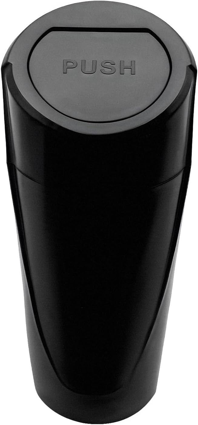 Car Trash Can Bin with Lid, Leakproof Auto Cup Holder Garbage Bin Multipurpose Storage Organizer, Mini Portable Dustbin Side Door Garbage Can for Vehicle Home Office (Black)