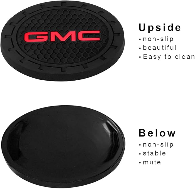 Black Silicone Car Coasters for GMC Sierra Denali Canyon Terrain Yukon Series Non-Slip Car Cup Holder Coasters,Car Interior Accessory for Car Cup Holder 2Pcs 2.75 Inch