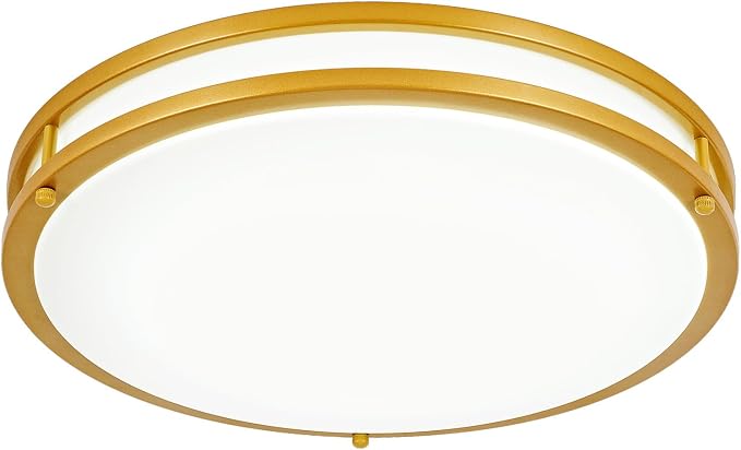 DLLT Flush Mount LED Ceiling Light: 16 Inch 5CCT (3000K-6000K) & Dimmable Ceiling Light Fixtures for Bedroom Hallway - 36W Modern Gold Super Bright Kitchen Lighting Fixtures Ceiling